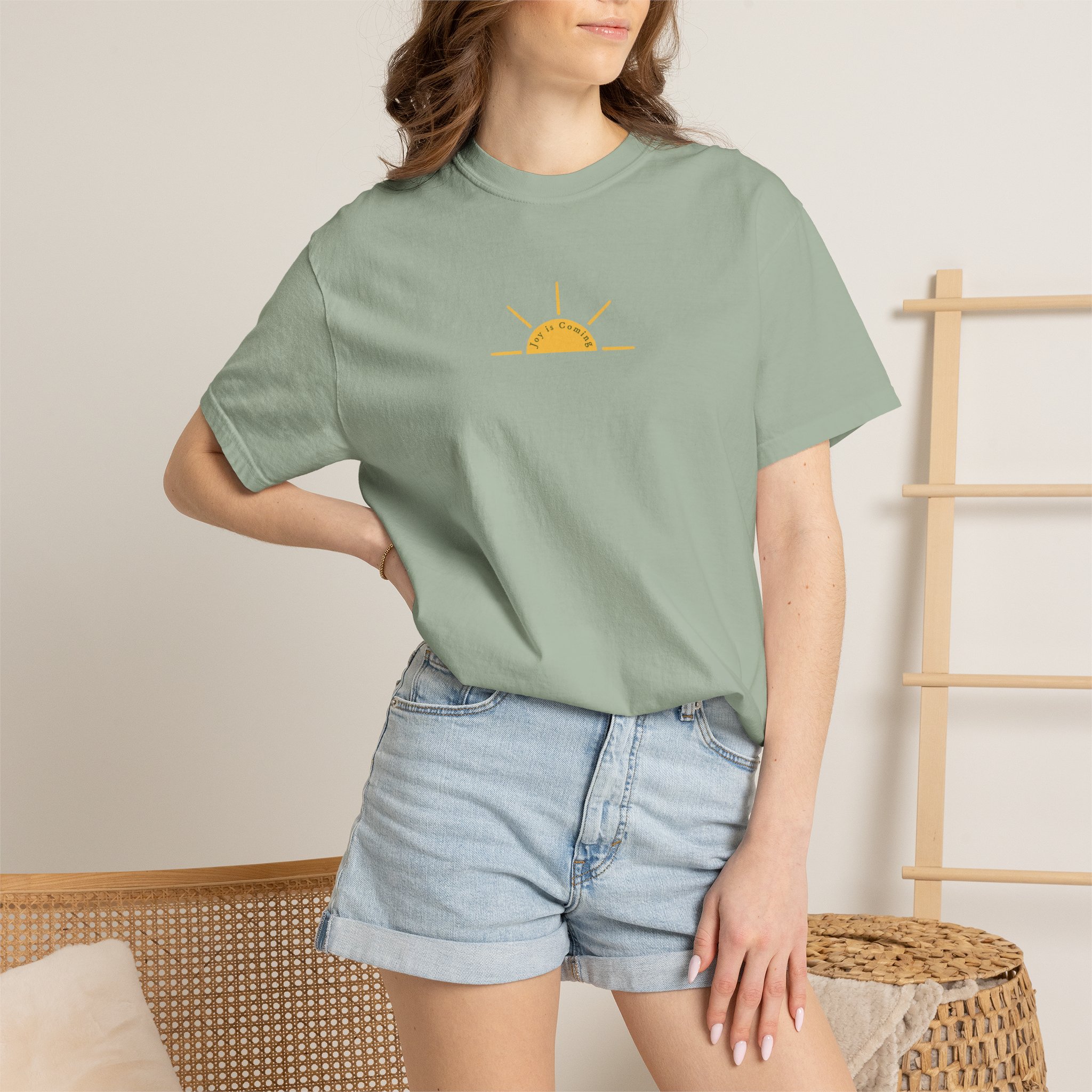 Joy Is Coming T-shirt | Garment-Dyed Tee - Image 2